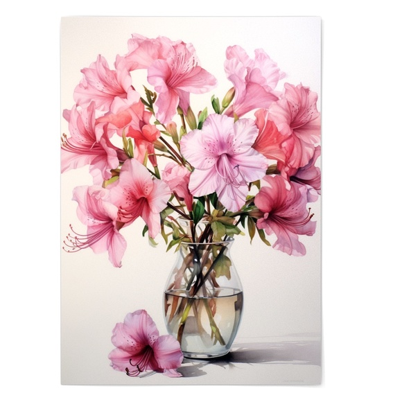 Watercolor Azalea Wall Art Illustration Print Poster Unframed - Picture 2 of 5